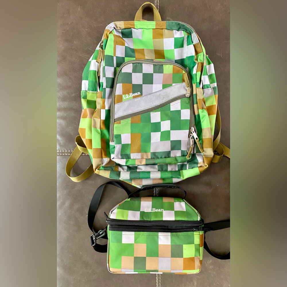 LL Bean Minecraft deluxe backpack and lunch bag